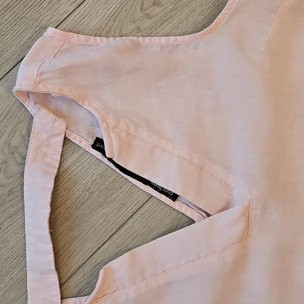 Harve Benard Linen Light Pink Sleeveless V-Neck & Open Back Blouse, Small - Picture 3 of 15